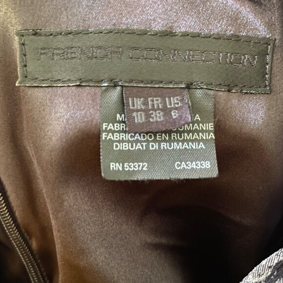 French Connection Black Snake Skin Print Sheath Dress, 3/4-Sleeve Women's Size 6 - Picture 8 of 11